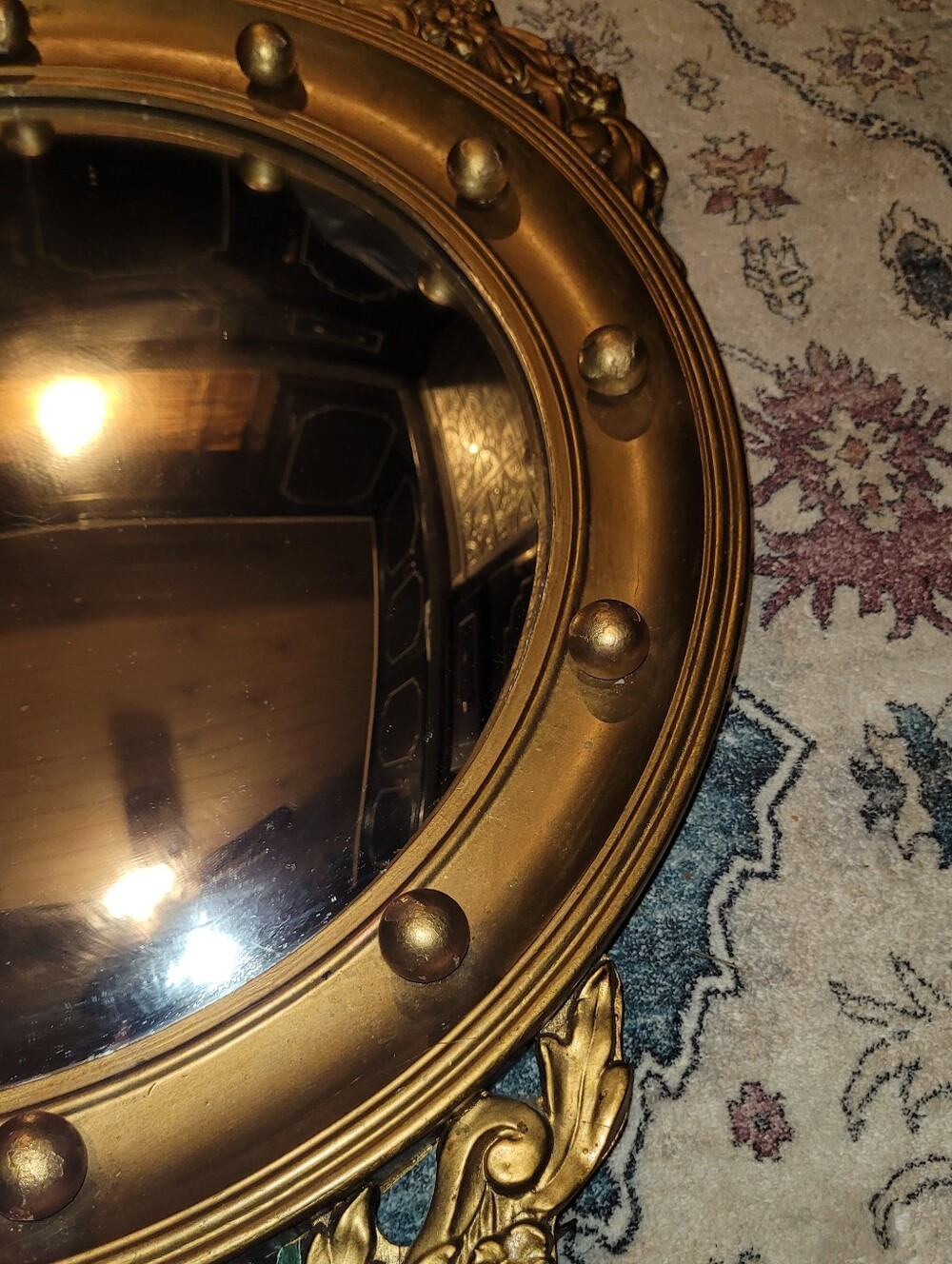 Vintage Wooden Framed Convex Mirror / On Hold - Picture 8 of 10